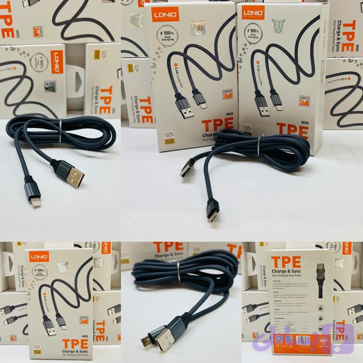 کابل شارژ Ldnio مدل Ls442 تایپ c طول ۲ متر