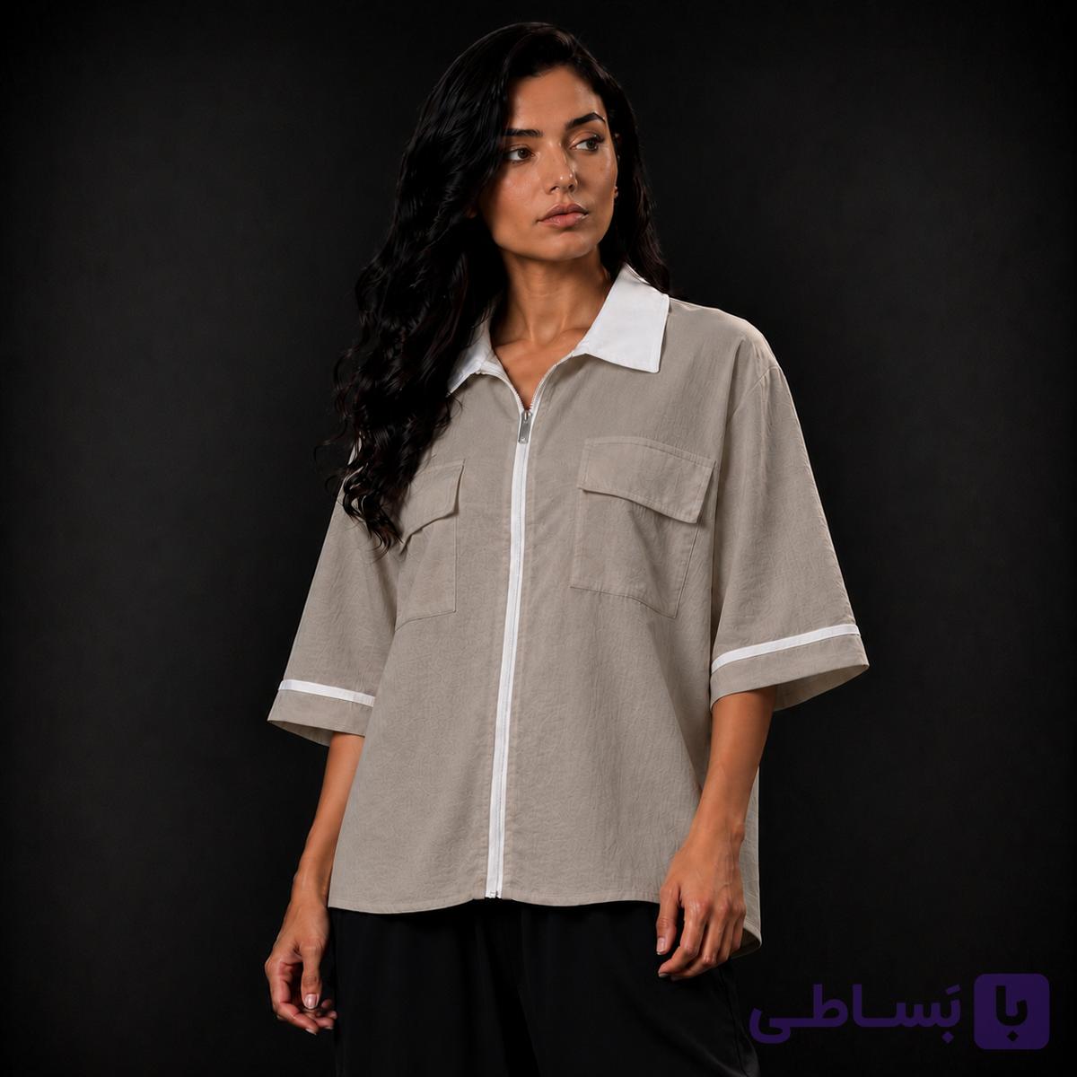شومیز پانچ زیپ دار زنانه - فروشگاه پوشاک علی بابا