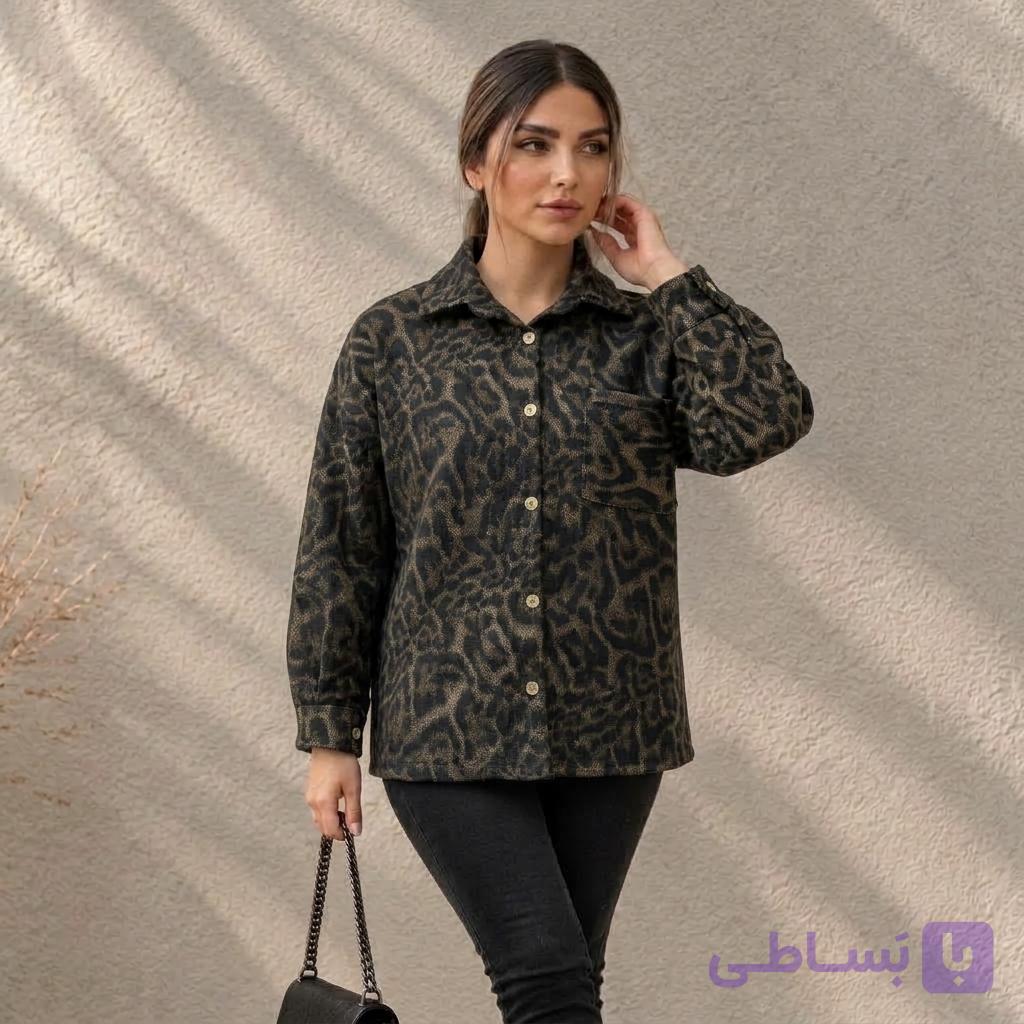 کت فوتر پاییزه پلنگی تک جیب زنانه - فروشگاه پوشاک علی بابا