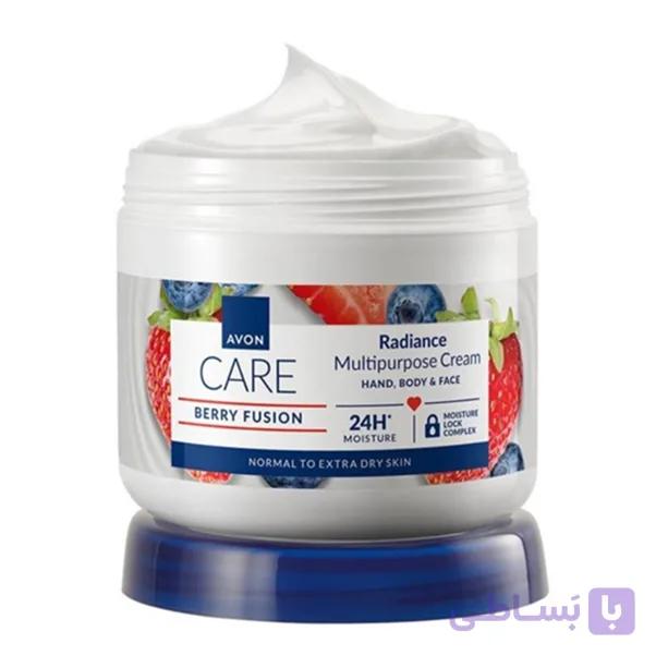 کرم آبرسان و روشن‌کننده چندمنظوره صورت، دست و بدن آون | Avon Care Berry Fusion Radiance Multipurpose Cream — تصویر 1