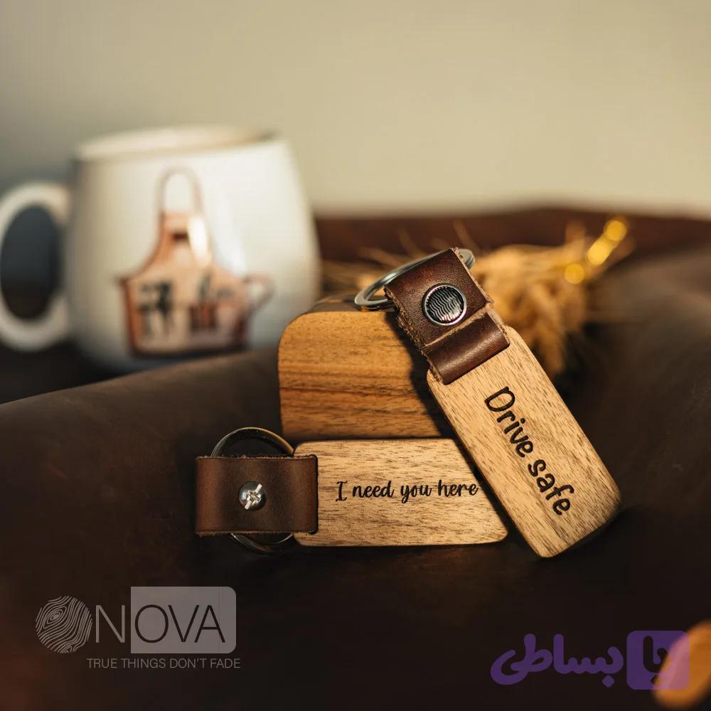 جاکلیدی چوبی چرمی — تصویر 1