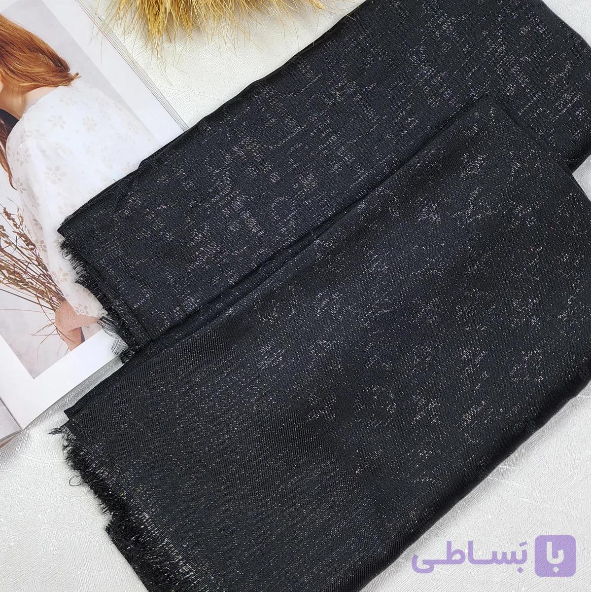روسری کشمیر مشکی پاییزی لمه دار وارداتی — تصویر 1