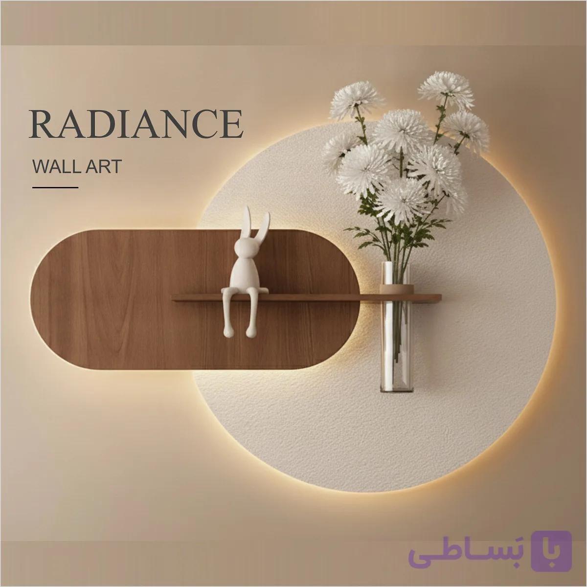 تابلو دیواری مدرن با گلدان شیشه‌ای و نور مخفی RGB به همراه کنترل از راه دور مدل "Radiance" — تصویر 1