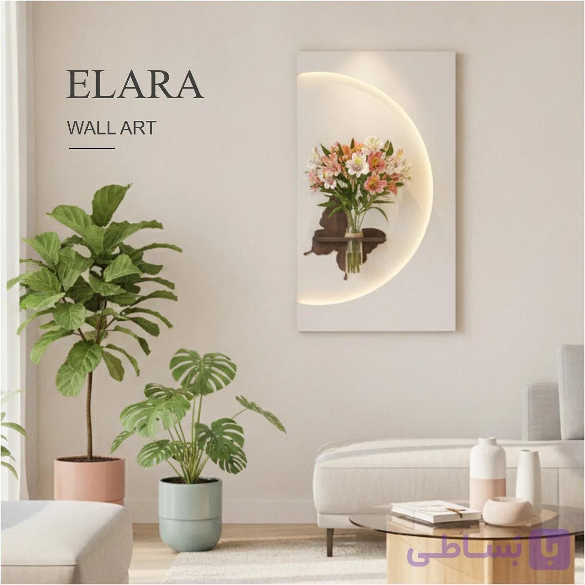 تابلو دیواری مدرن با گلدان شیشه‌ای و نور مخفی RGB به همراه کنترل از راه دور مدل "Elara" — تصویر 1