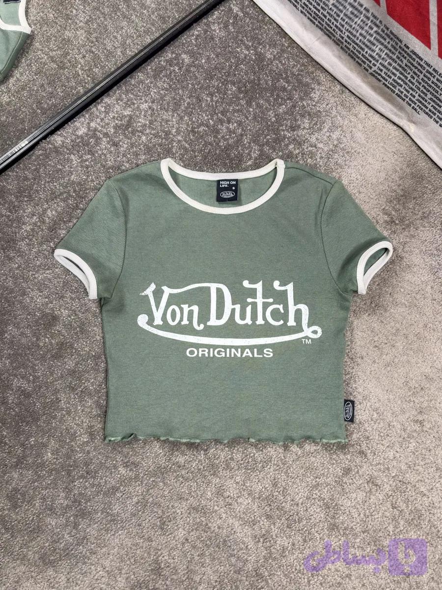 کراپ شرت گرافیکی لوگو Y2K ون داچ Von Dutch Y2K Graphic Logo Crop Top — تصویر 1