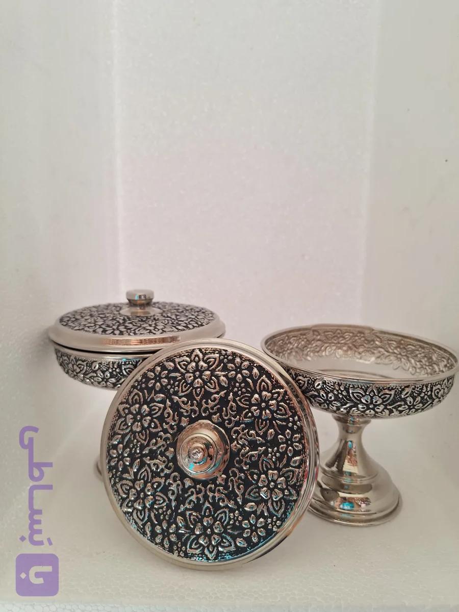 قندان مسی تک پایه رنگ کروم