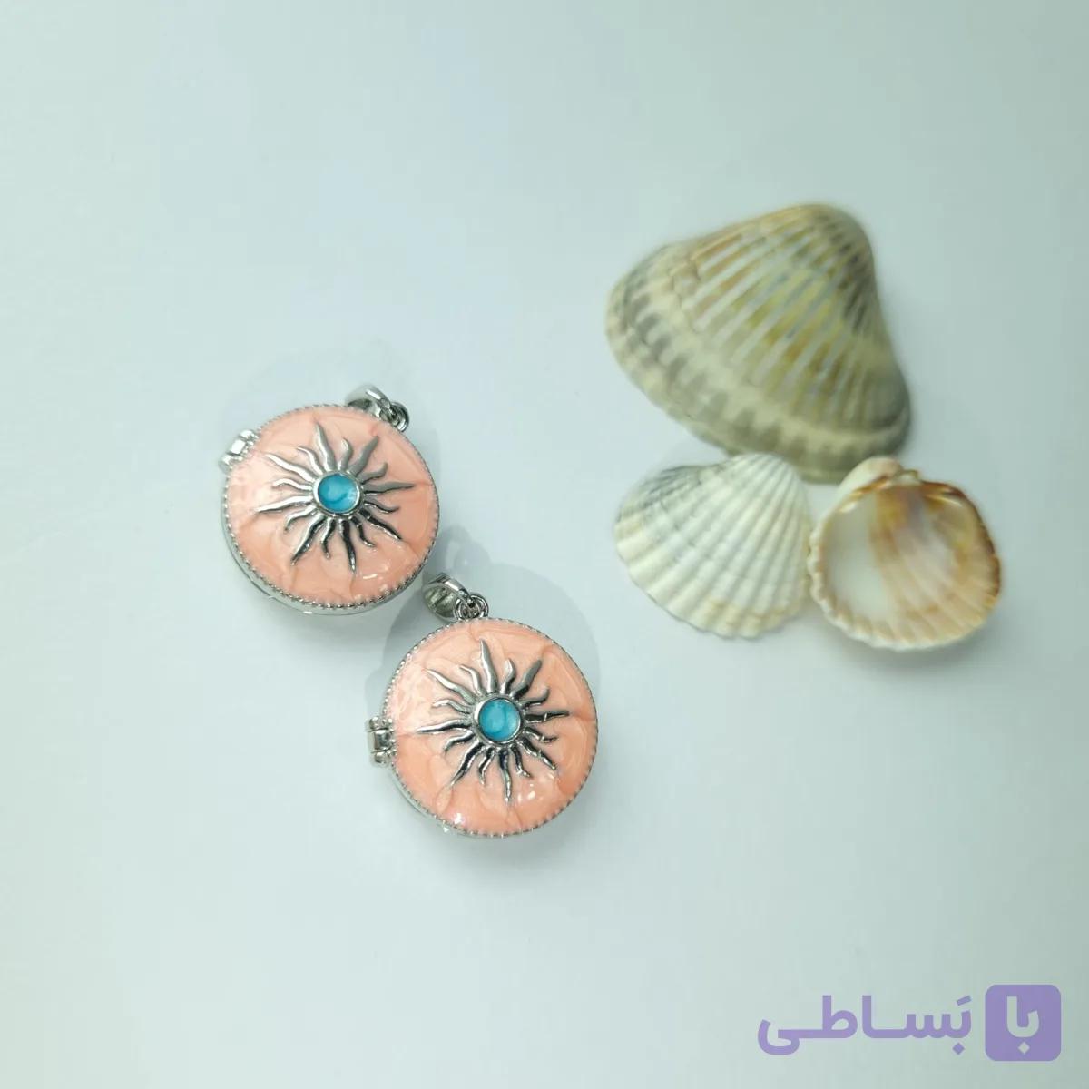 گردنبندلاکت خورشیدصورتی استیل با زنجیر — تصویر 1