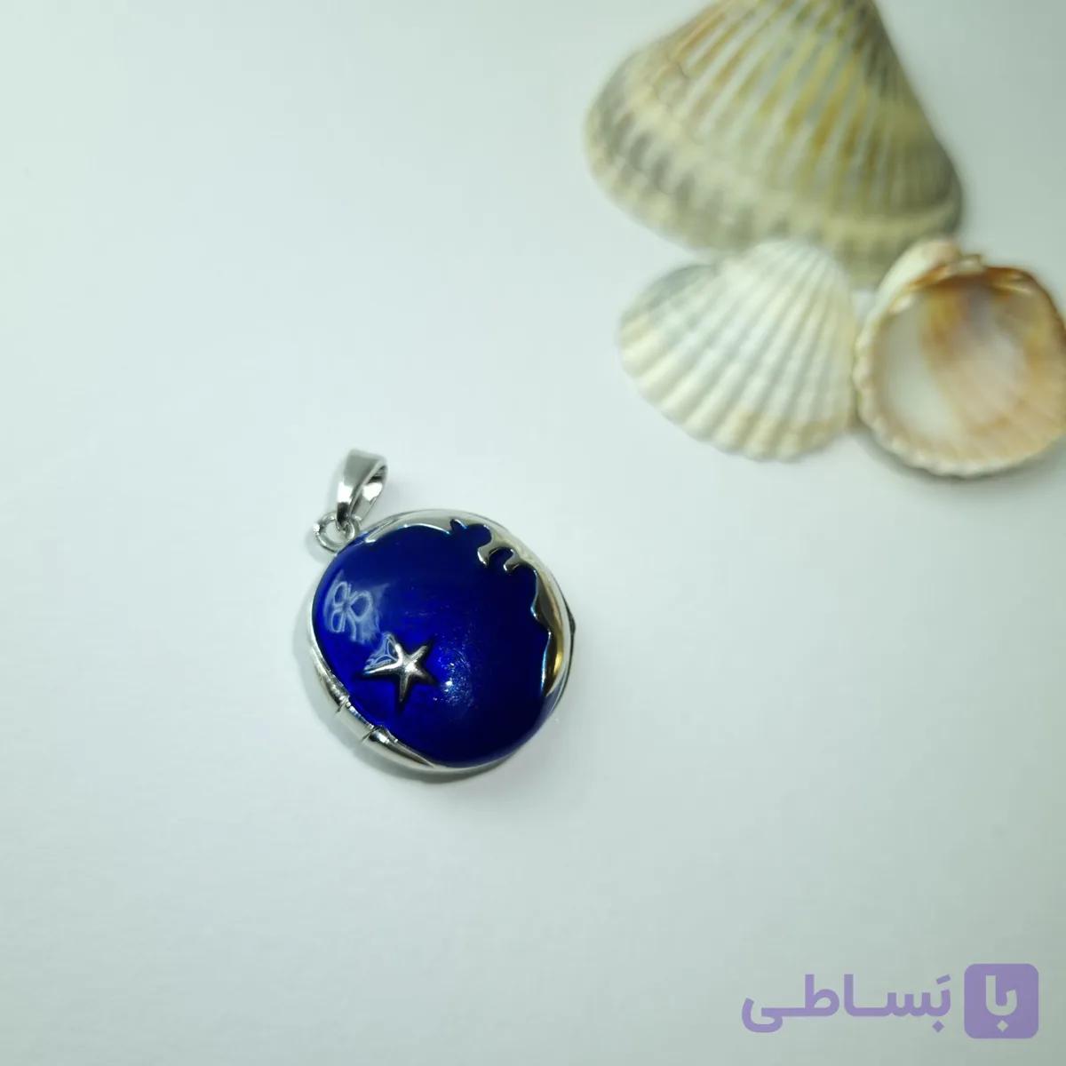 گردنبند لاکت آسمان آبی و ستاره  استیل با زنجیر — تصویر 1