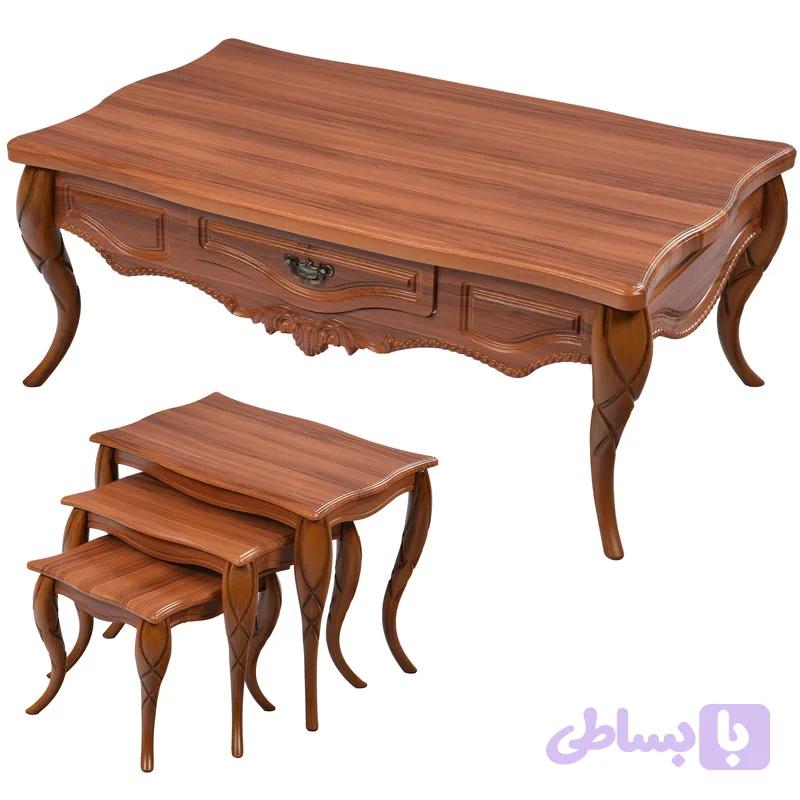 میز پذیرایی میز چوب مدل پیچک مجموعه 4 عددی (ویهان استار)