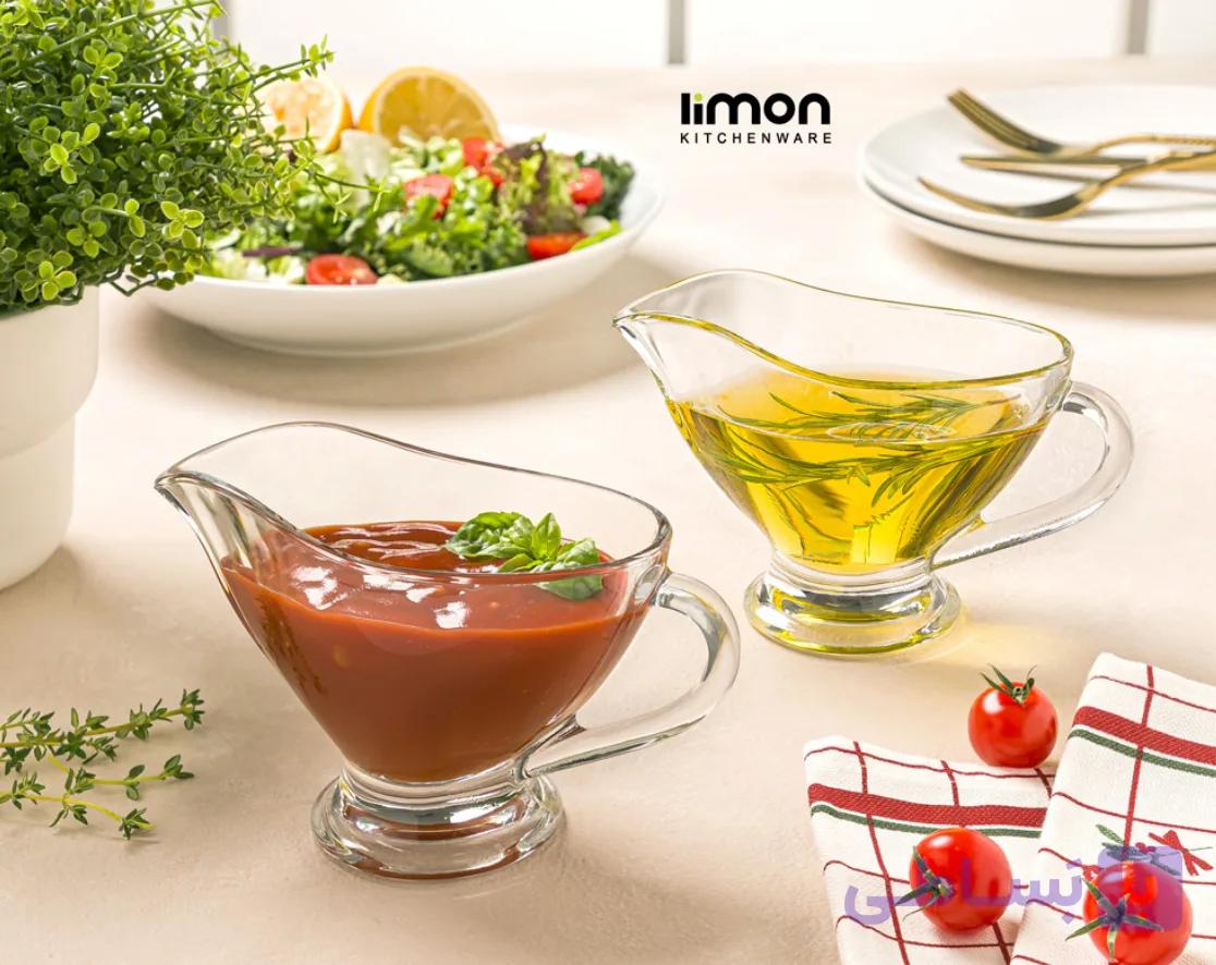 سس خوری شیشه‌ای دسته دار جفتی لیمون۲۳۵۶