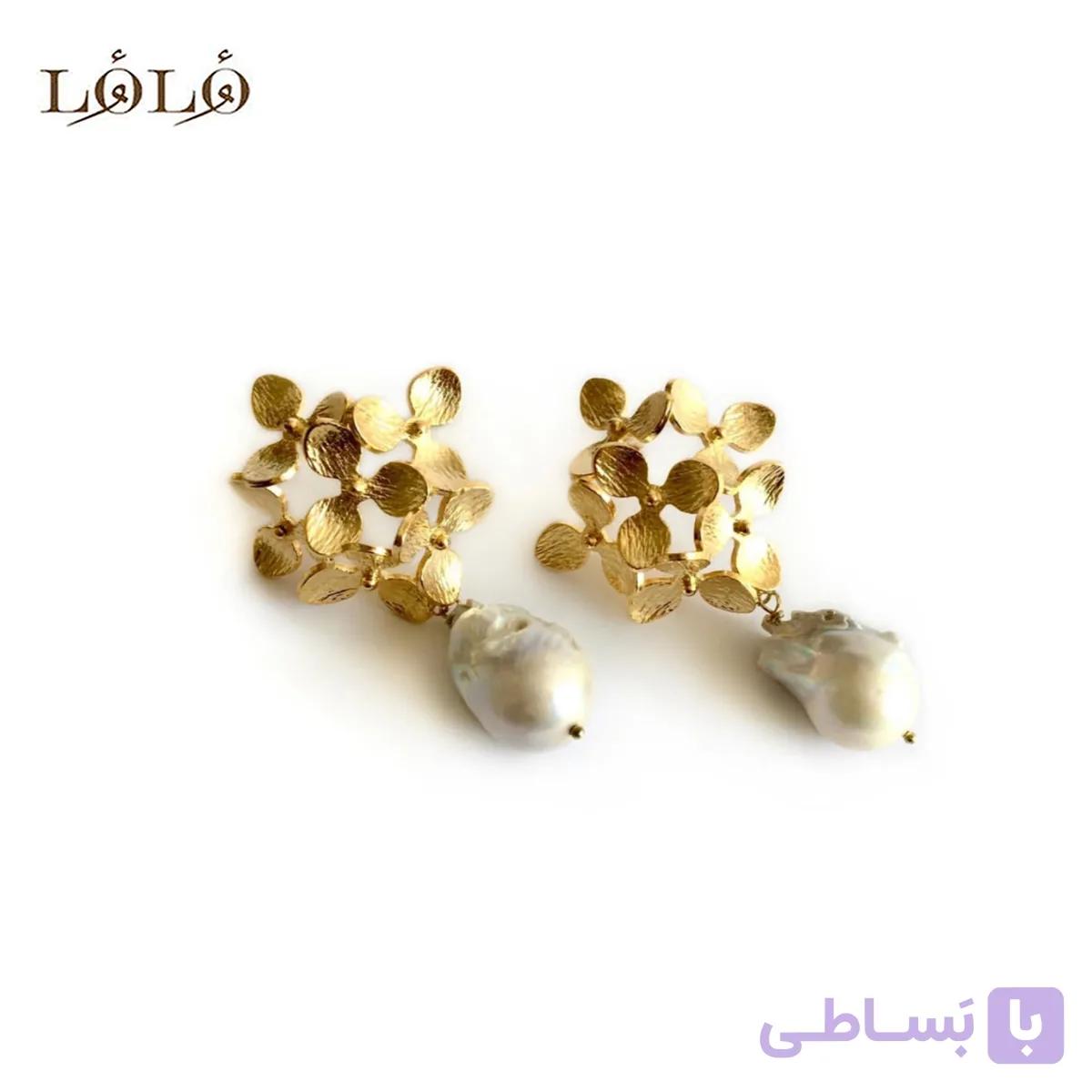 گوشواره گل و باروک برنج — تصویر 1