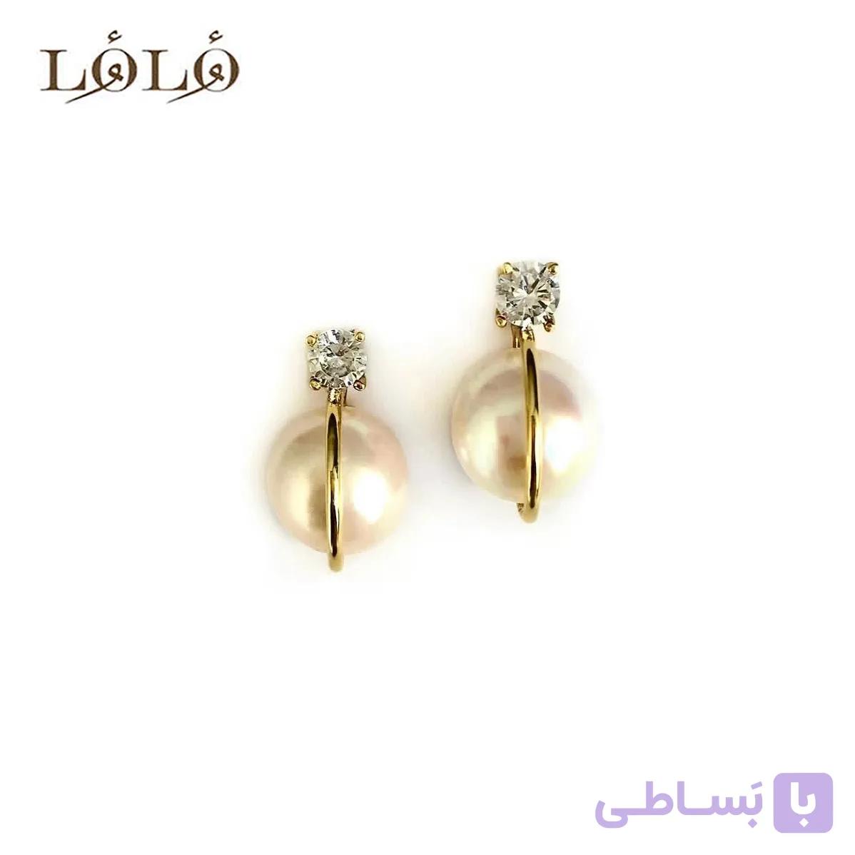 گوشواره تک نگین و مروارید — تصویر 1