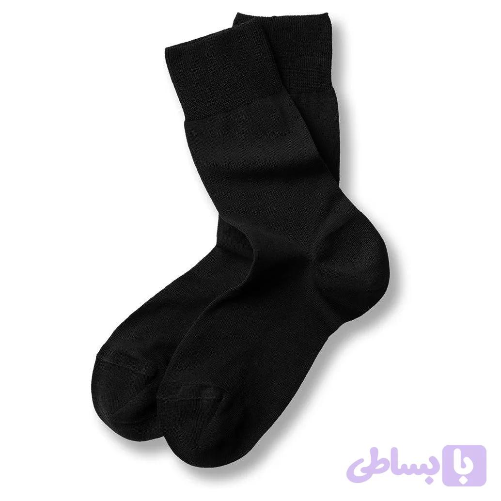 جوراب مردانه ساق دار- مشکی ساده