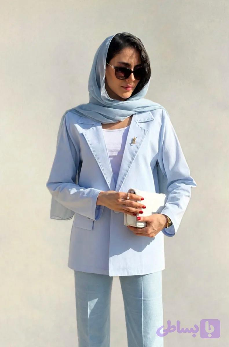 کت مجلسی لینن زنانه blue