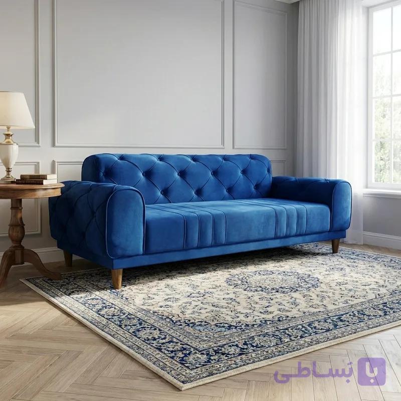 مبل راحتی سه نفره شاهان دکور مدل چستر خط دار کد 1036 — تصویر 1