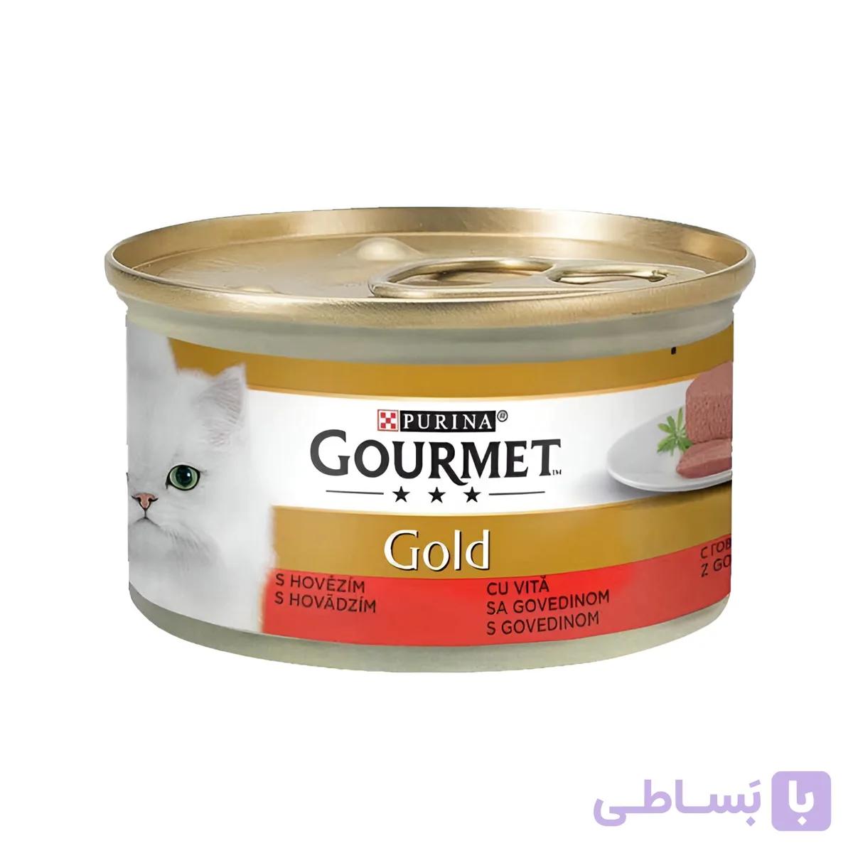 کنسرو غذای گربه گورمت گلد با طعم گوشت گاو Gourmet Gold Beef Pate 85g