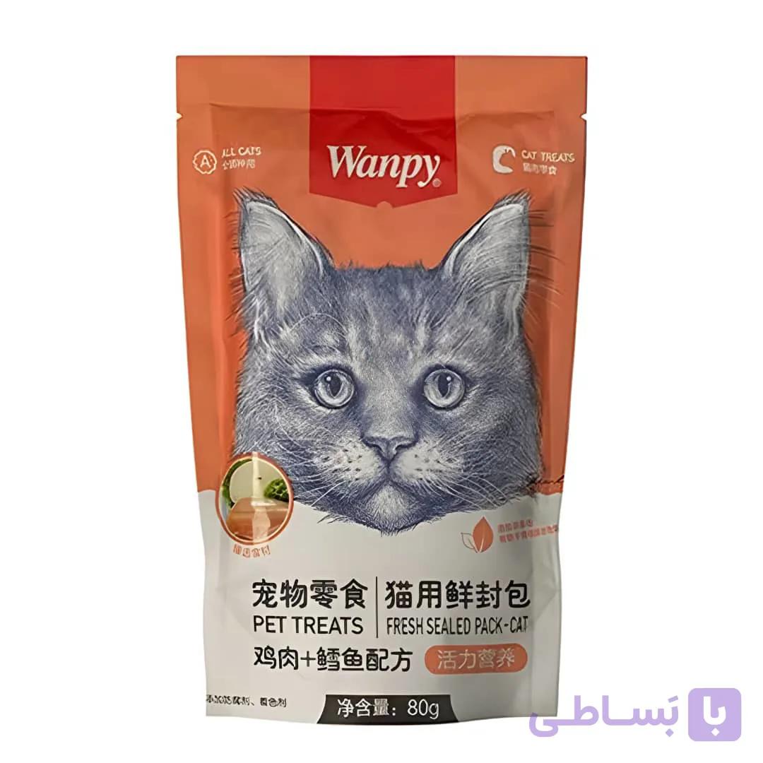پوچ گربه ونپی مرغ و میگو | Wanpy غذای مرطوب گربه ۸۵ گرمی