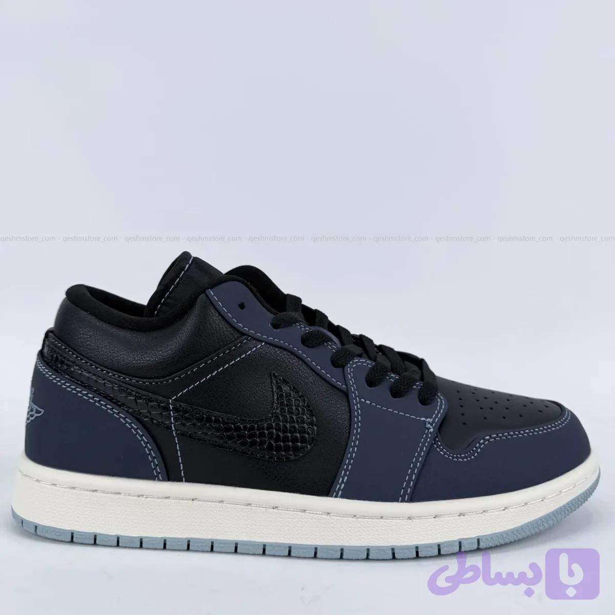 کتونی ایرجردن 1 لو بلک دارک آبسیدین AirJordan 1 Low Black Dark Obsidian کد 2499