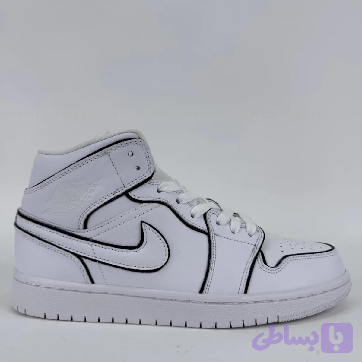 کتونی ایرجردن 1 مید سفید رفلکتیو AirJordan 1 Mid Iridescent Reflective White کد 2518