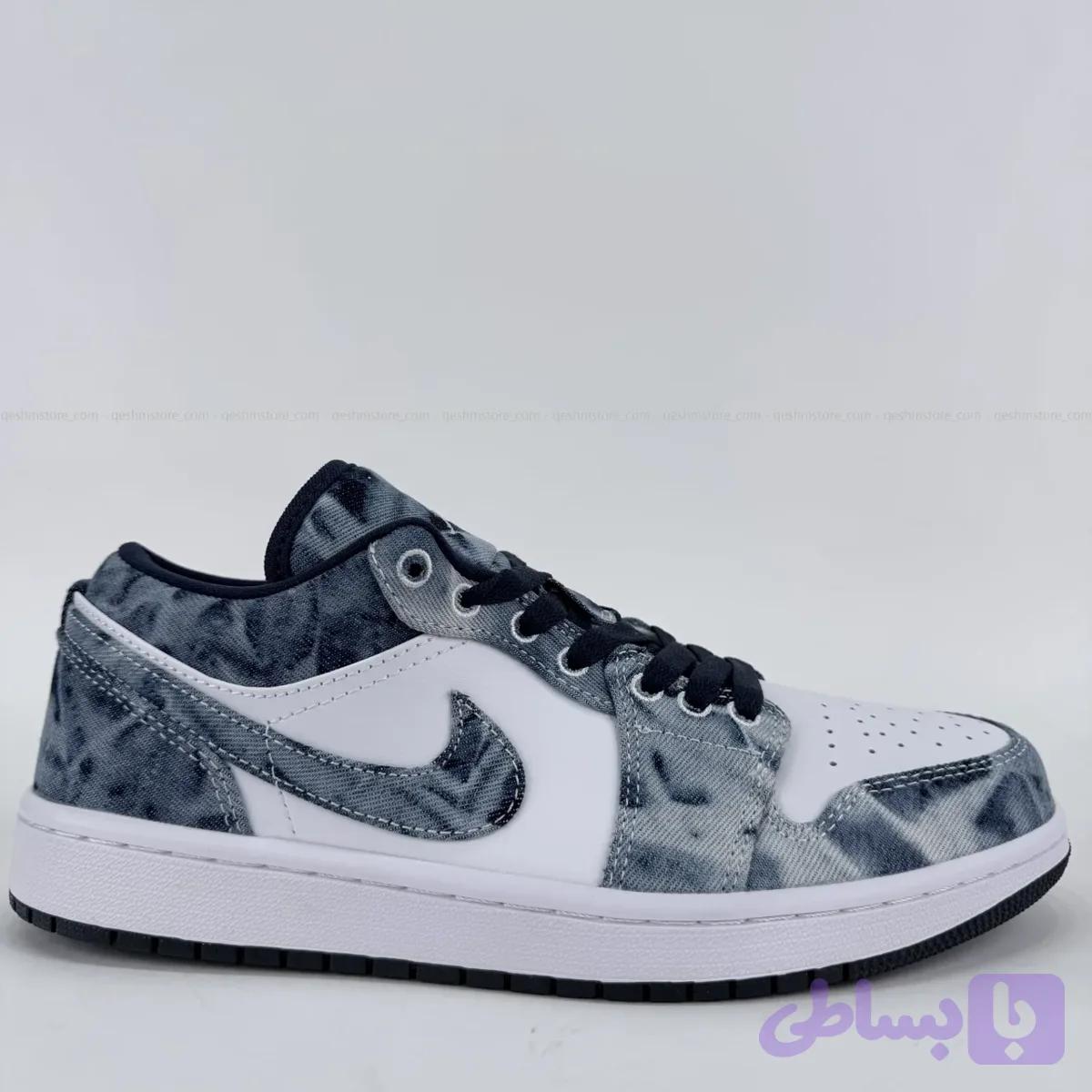 کتونی ایرجردن 1 لو جین سنگ شور AirJordan 1 Low Washed Denim کد 2531