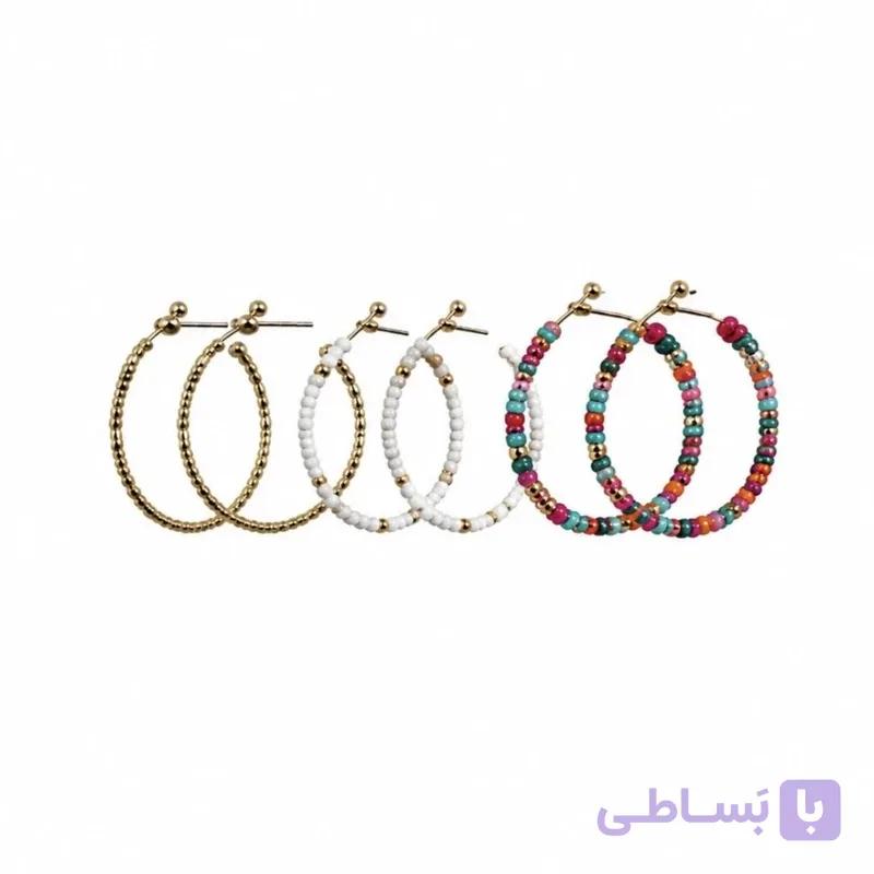گوشواره حلقه‌ای زنانه آی ام مدل میکس بسته 3 عددی