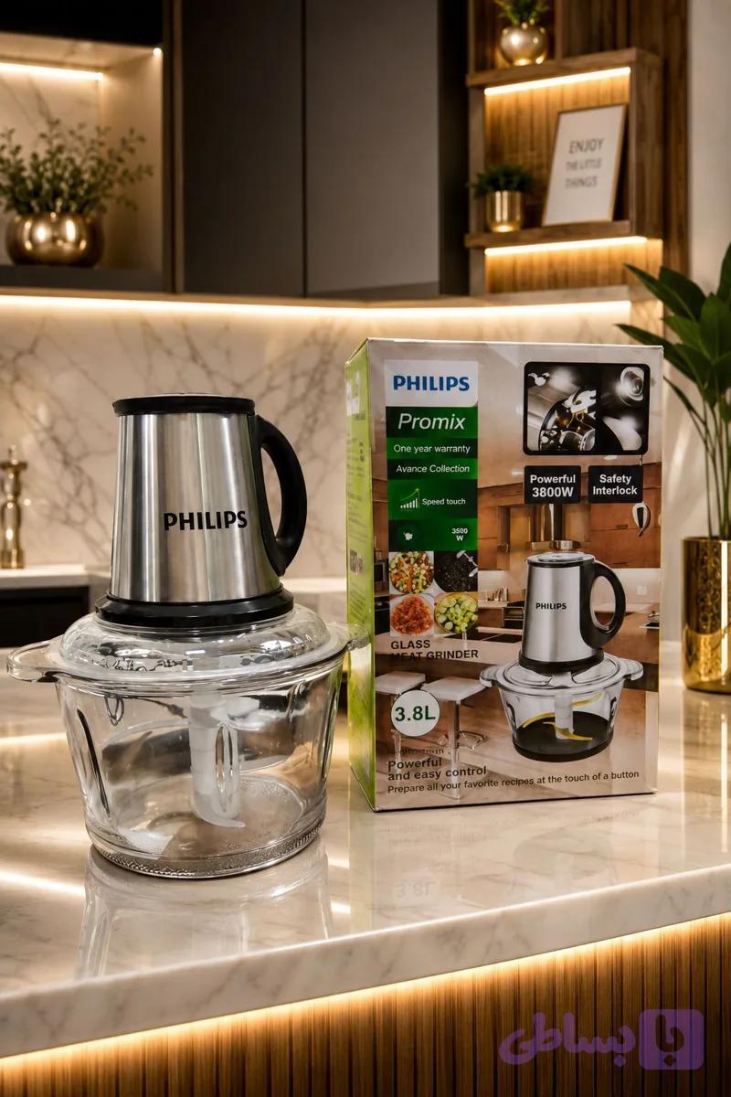 خردکن برقی فیلیپس ۳.۸ لیتری کاسه شیشه‌ای موتور استیل (Philips Promix) ارسال رایگان