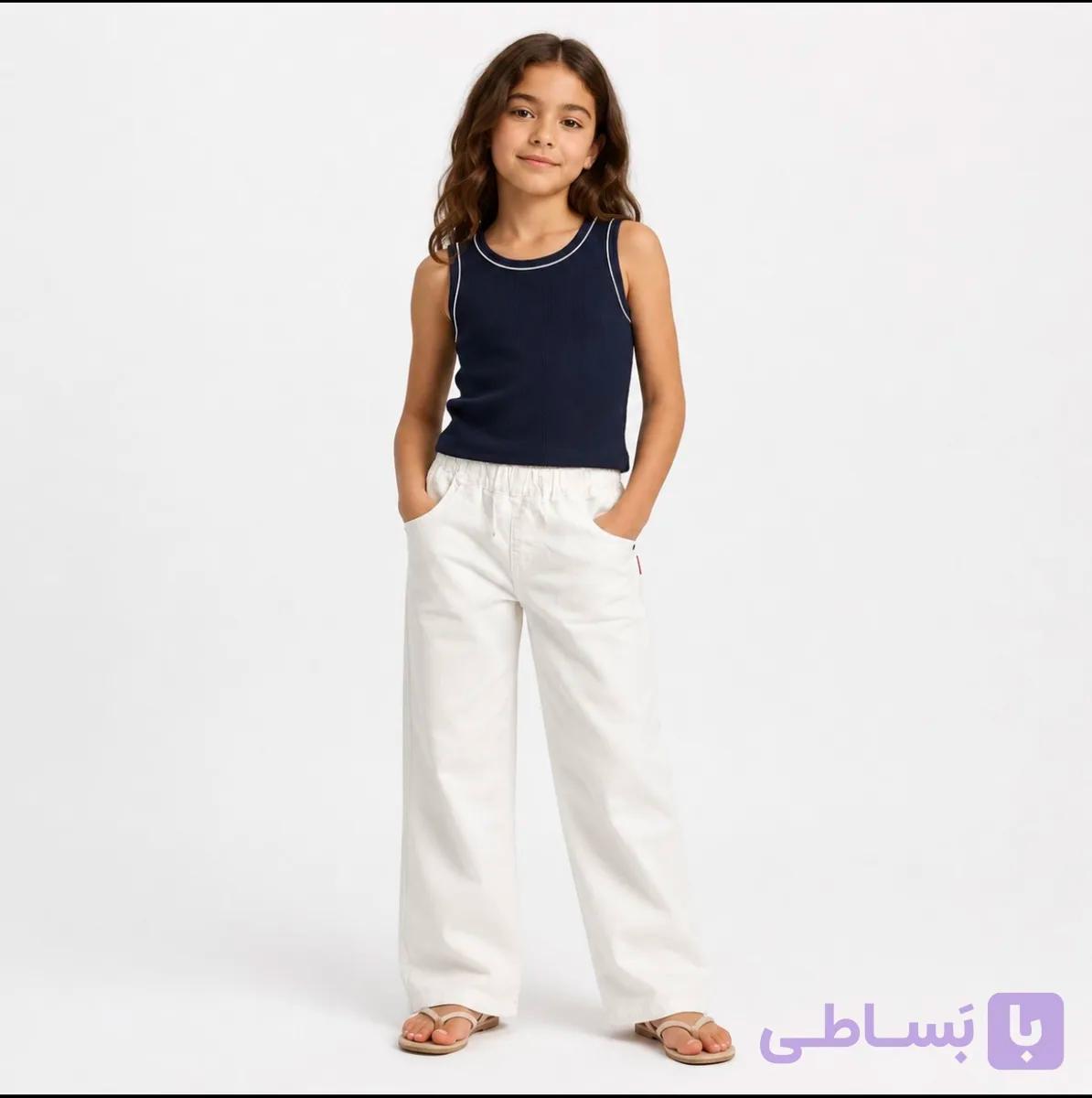 شلوار لينن رنگ سفيد دخترانه