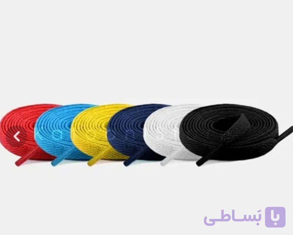 بند کفش(یک جفت) کنفی اصلی رنگ بنفش قرمز مشمی زرد سفید آبی طوسی سورمه ای نارنجی کالباسی صورتی یشمی سبز