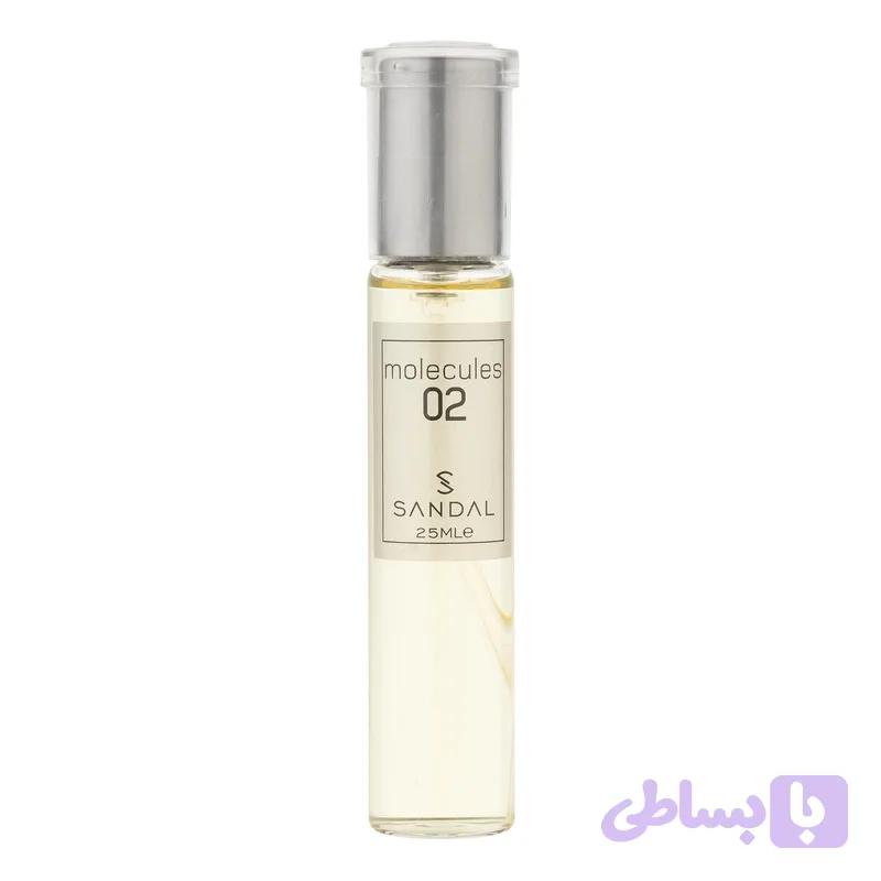 عطر جیبی مردانه صندل مدل مولکول با رایحه معتدل حجم ۲۵ میلی‌لیتر