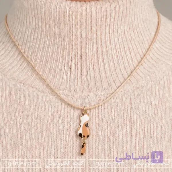 گردنبند بند چرم با پلاک گربه متحرک استیل | ارسال فوری — تصویر 1