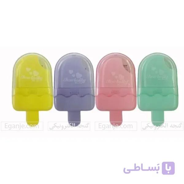 خرید پاک‌کن فانتزی طرح بستنی | ۴ رنگ پاستلی + کاور محافظ