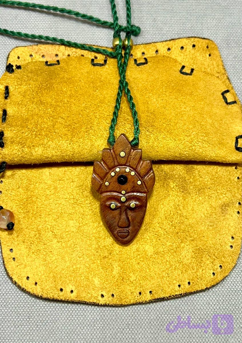 گردنبند دستساز چوبی سنگ اونیکس