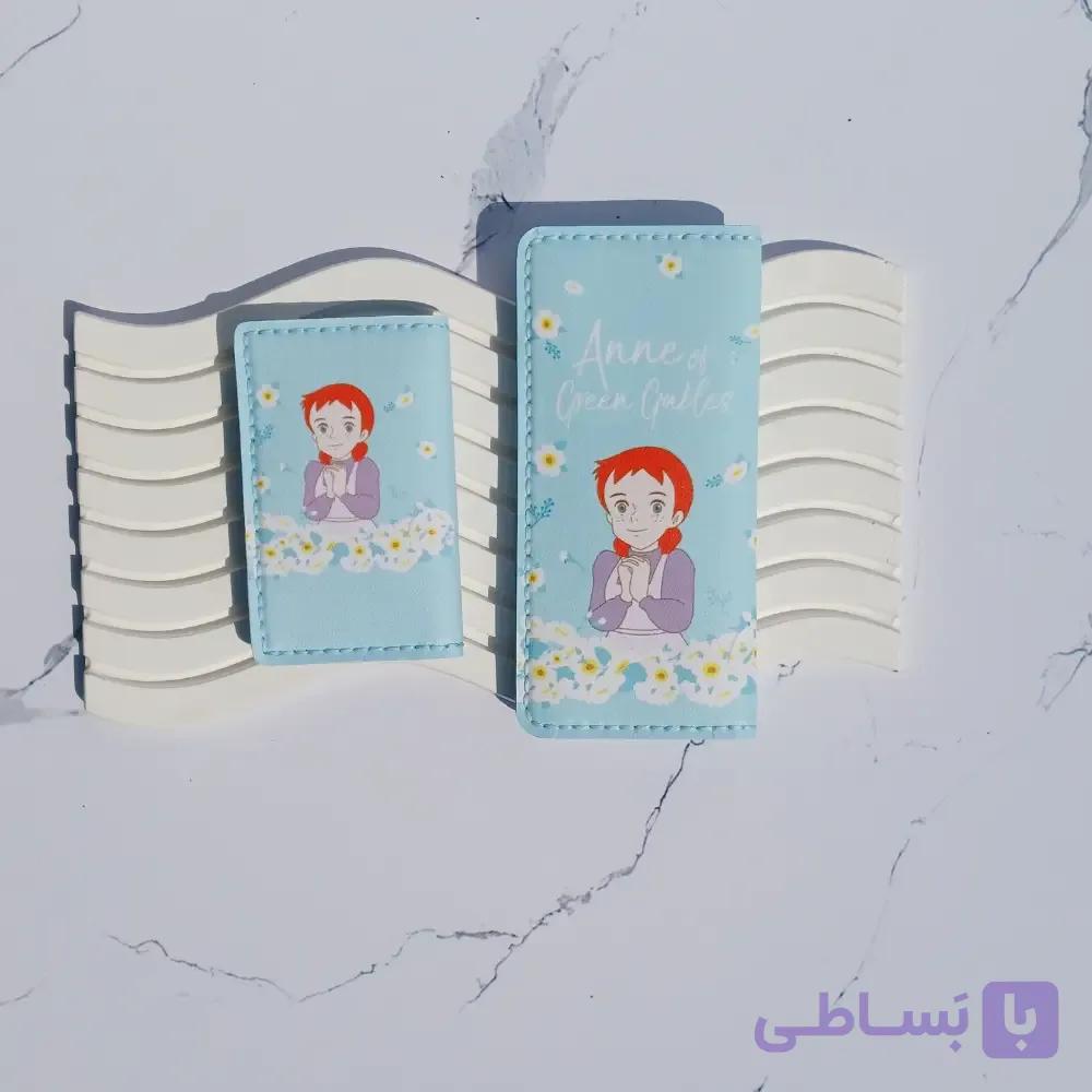 کیف پول کتی و کیف پول جیبی آنشرلی آبی چرم دست دوز