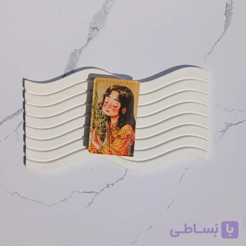 ست کیف پول رودوشی و کیف پول دختر گل‌فروش چرم دست دوز