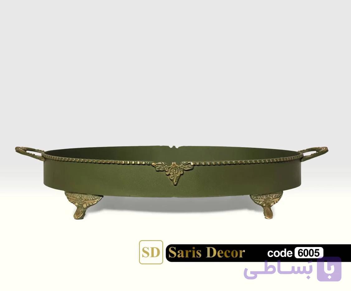 سینی بیضی کلاسیک زمردی