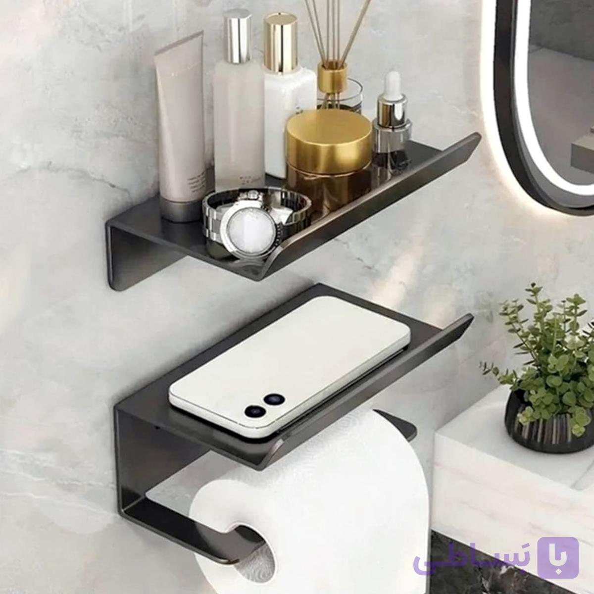 شلف فلزی پایه رول دستمال کاغذی ست دوتکه pj323