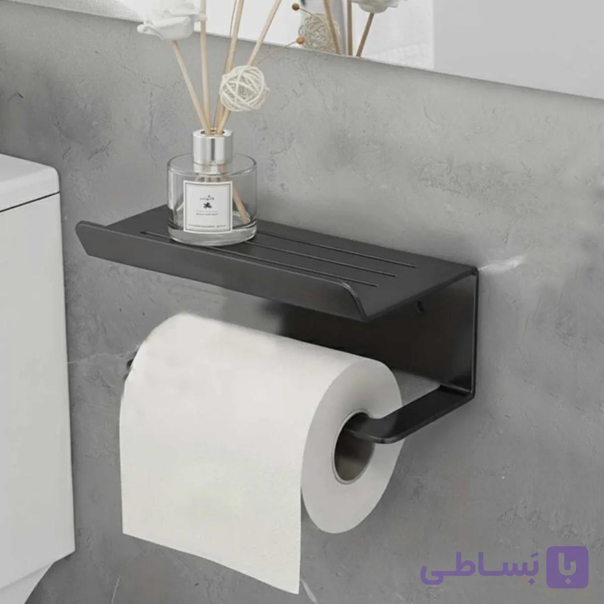 شلف فلزی پایه رول دستمال کاغذی لبه دار کوچک کد pj317