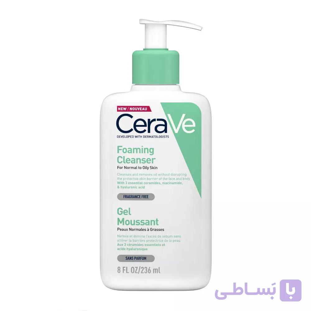 فوم شستشو صورت سراوی مدل Gel Moussant مناسب پوست نرمال تا چرب حجم ۲۳۶ میلی لیتر