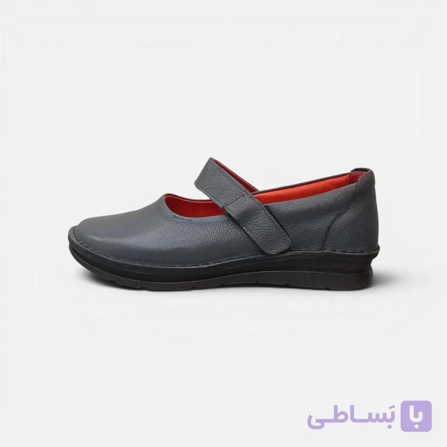 کفش راحتی روزمره چرم طبیعی مدل مری جین بند چسبی — تصویر 1