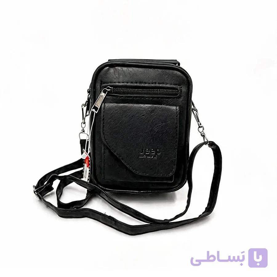 کیف دوشی مشکی مردانه جیب‌دار | سایز متوسط | کد 566 — تصویر 1