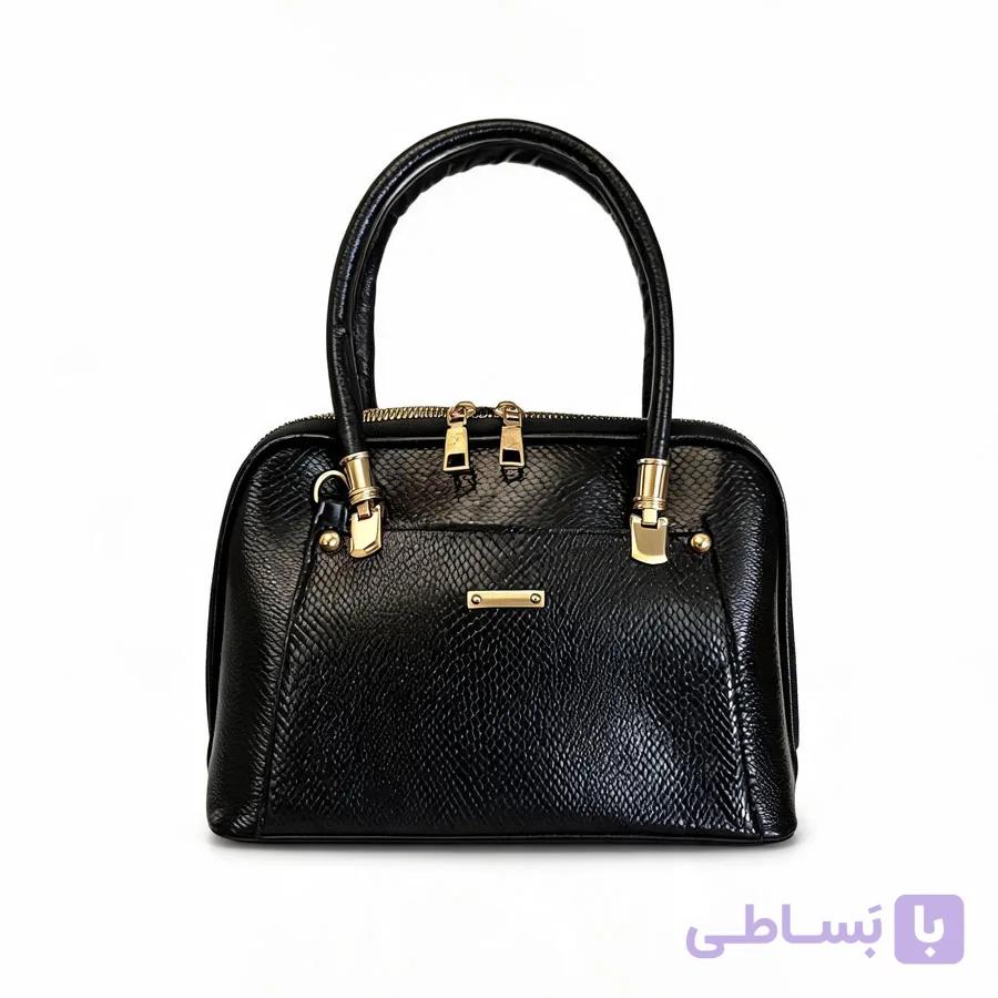 کیف دستی زنانه طرح چرم مار | مشکی با یراق طلایی | کد 1361 — تصویر 1