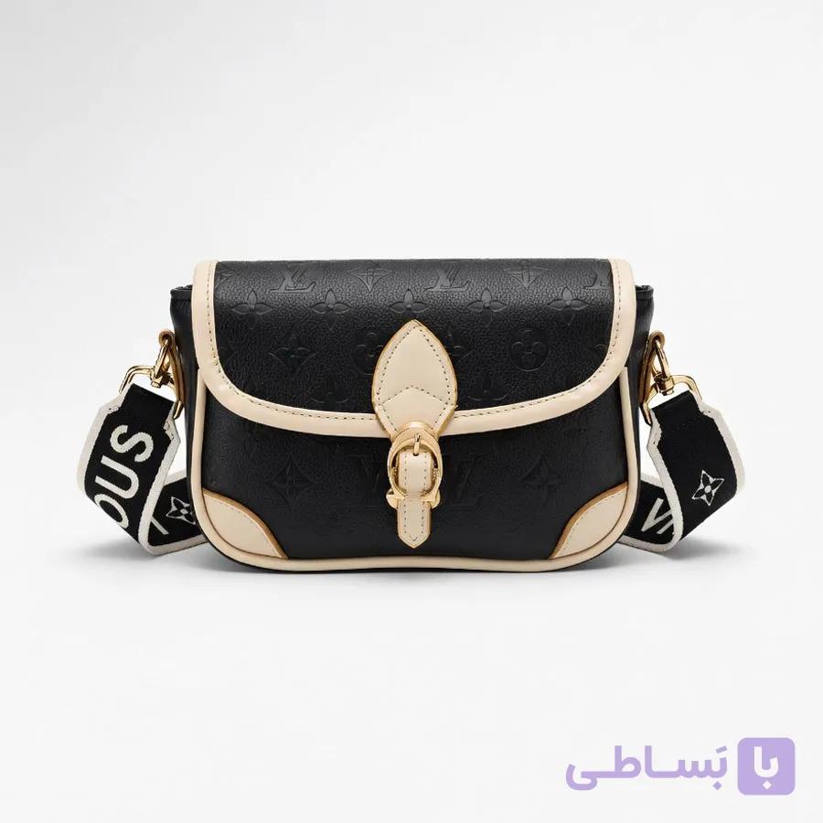 کیف دوشی پاسپورتی روزمره دورنگ مشکی کرم | کد 299 — تصویر 1