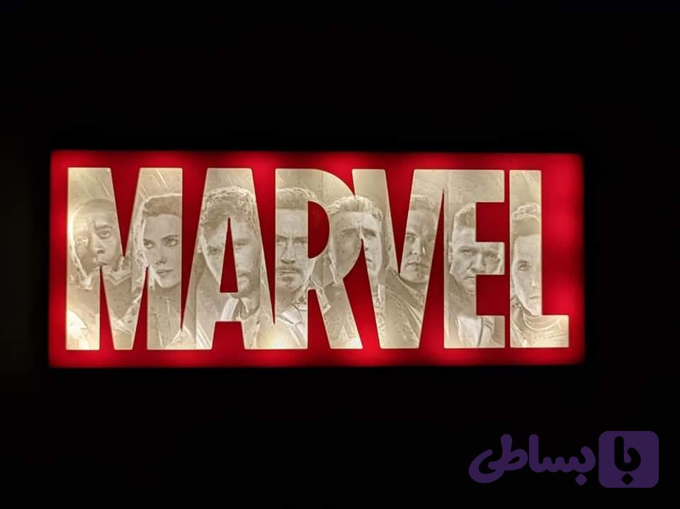 تابلو نوری سه‌بعدی مارول مدل لوگو شخصیت‌های Avengers