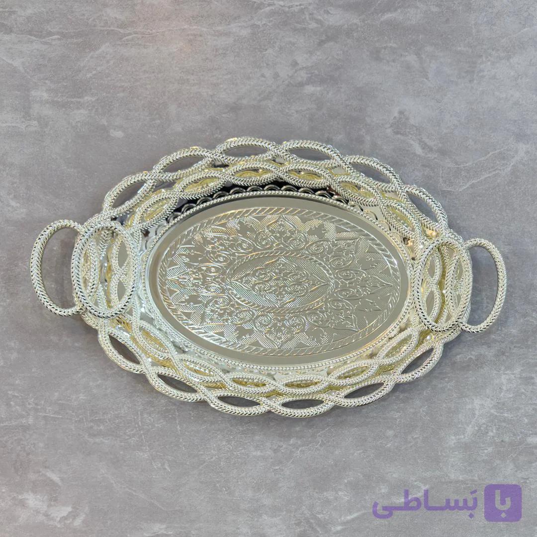 سینی پذیرایی شیک و مجلسی دو تیکه بیضی زیبا zew home 107sg