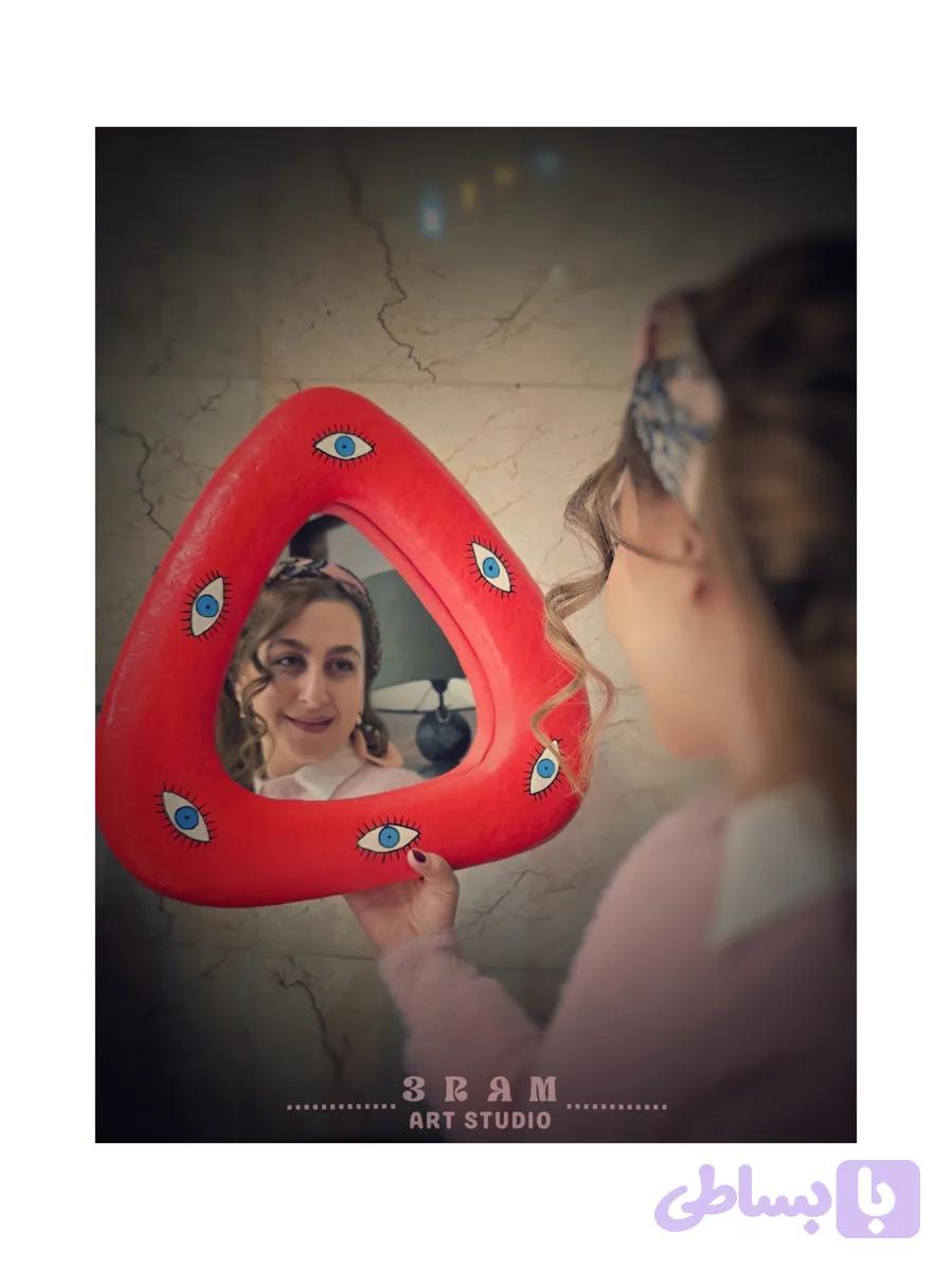آینه دیواری دستساز طرح درخت از جنس پاپیه ماشه