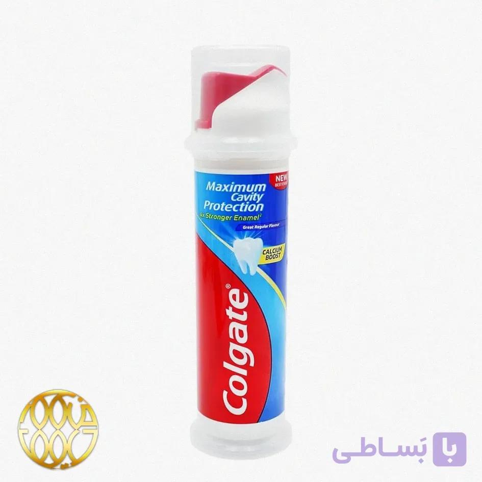 خمیر دندان کولگیت (Colgate) Maximum Cavity Protection با تقویت کلسیم – پمپی ۱۰۰ میلی‌لیتر | حداکثر محافظت از مینای دندان