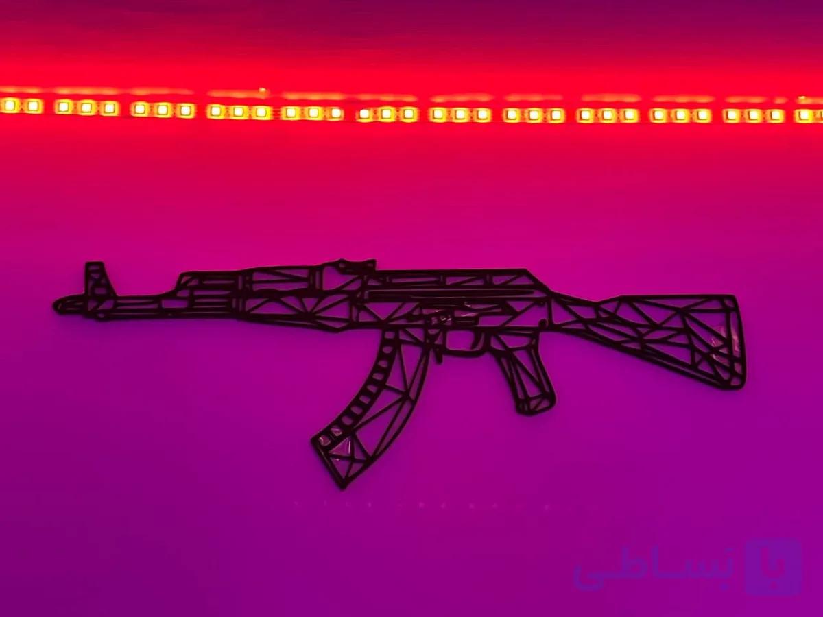 تابلو ماکت تفنگ AK47 | دکوری دیواری کلاشینکف برای اتاق گیمینگ