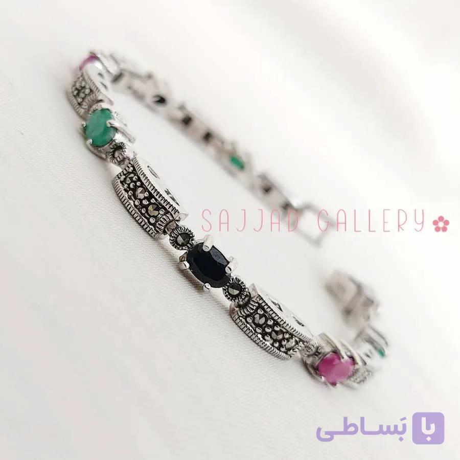 دستبند یاقوت و زمرد زنانه — تصویر 1