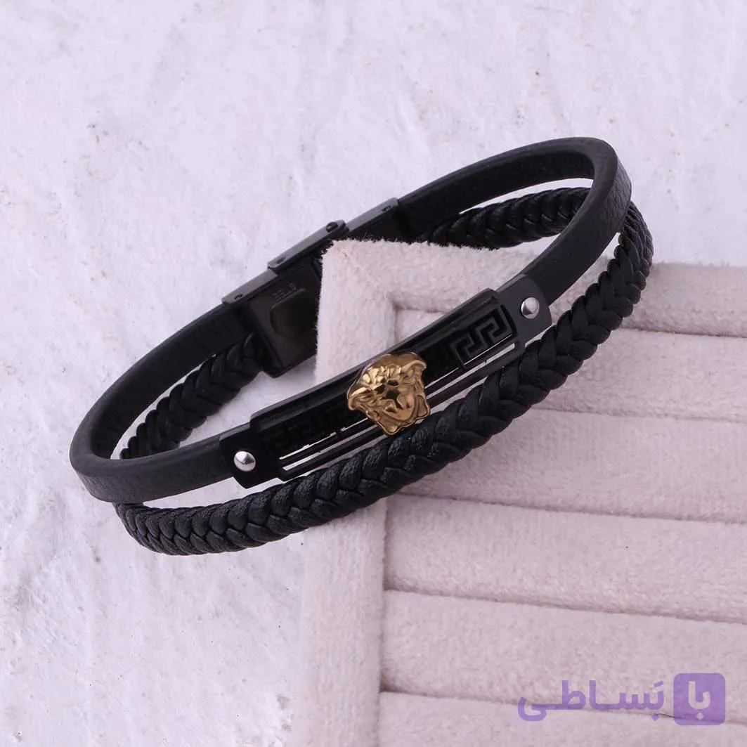 دستبند چرم پلاک دار مردانه ورساچه(VERSACE)