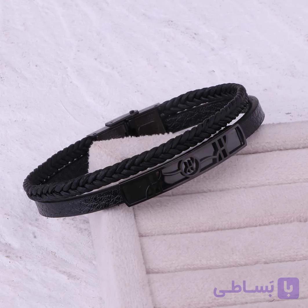 دستبند چرم پلاک دار مردانه MONT BLANK